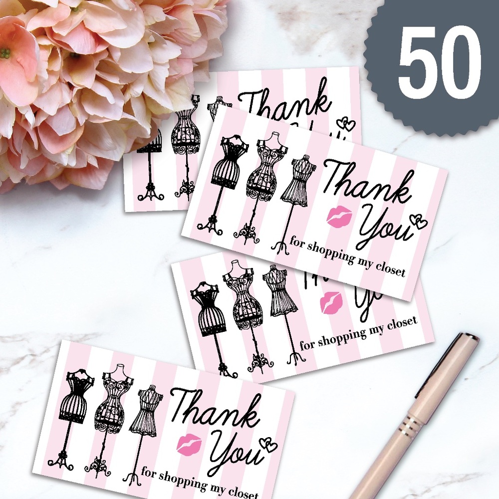 Poshmark French Thank You Card & Sticker Combo (50) - Picture 2 of 4